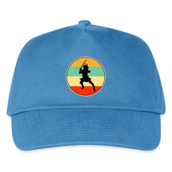 Samurai Warrior Retro Sunset Vintage-Silhouette - Kinder Basecap - Pfauenblau - Vorne