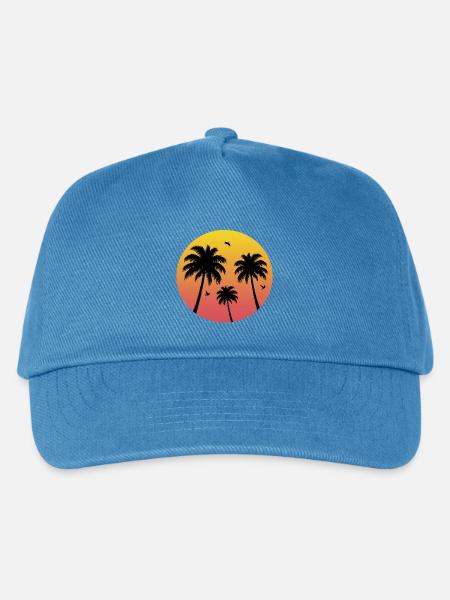 Sunset Palm Tree Beach - Kinder Basecap - Pfauenblau