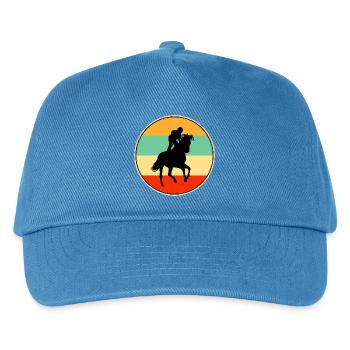 Retro-Pferderennjockey Vintage Sunset Silhouett - Kinder Basecap - Pfauenblau - Vorne