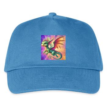 Drache - Kinder Basecap - Pfauenblau - Vorne