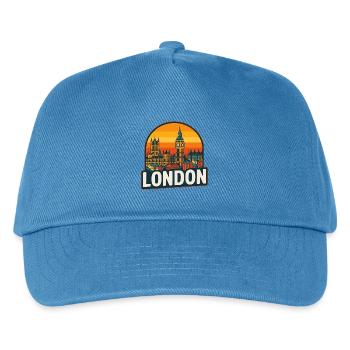 London Skyline Retro Sonnenuntergang Big Ben Design - Kinder Basecap - Pfauenblau - Vorne