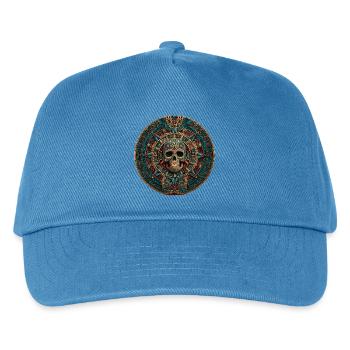 Azteken Kalender Totenkopf - Kinder Basecap - Pfauenblau - Vorne