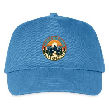 Leave the Road Take the Trails Design - Kinder Basecap - Pfauenblau - Vorne