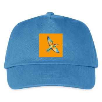Feverish Bee-Eater Polygon Art on Orange - Kids’ Baseball Cap - peacock-blue - Front