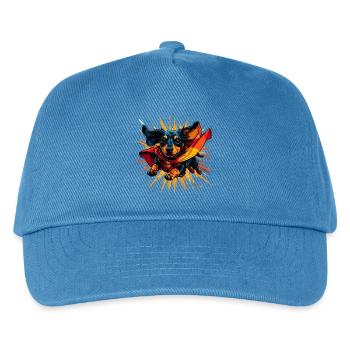 Superhero Dachshund Cape - Kids’ Baseball Cap - peacock-blue - Front