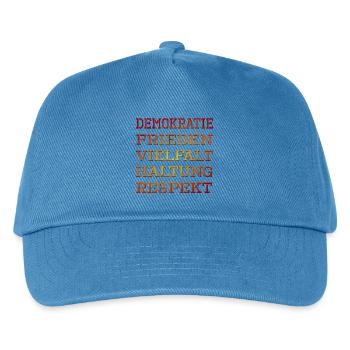 DEMOKRATIE RESPEKT FRIEDEN - Kinder Basecap - Pfauenblau - Vorne