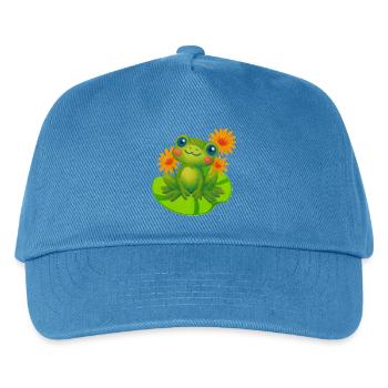 Süßer Frosch zwischen orangen Seerosen - Kinder Basecap - Pfauenblau - Vorne