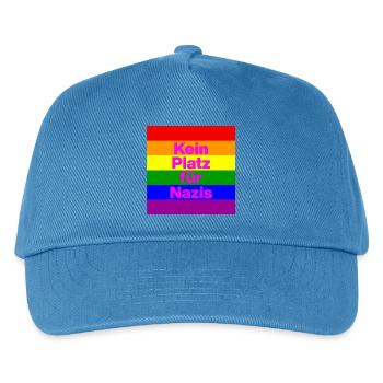 KEIN PLATZ FÜR NAZIS, NIE WIEDER, NO NZS, PINK - Kinder Basecap - Pfauenblau - Vorne