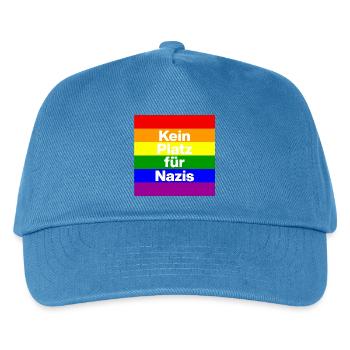 KEIN PLATZ FÜR NAZIS, NIE WIEDER, NO NZS,  - Kinder Basecap - Pfauenblau - Vorne