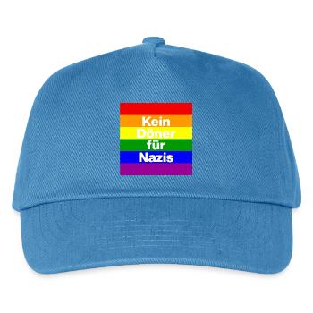 KEIN DÖNER FÜR NAZIS, NIE WIEDER IST JETZT, NO NZS - Kinder Basecap - Pfauenblau - Vorne