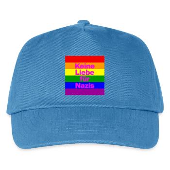 KEINE LIEBE FÜR NAZIS, NIE WIEDER, NO NZS, FRIEDEN - Kinder Basecap - Pfauenblau - Vorne