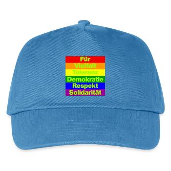 VIELFALT TOLERANZ DEMOKRATIE RESPEKT SOLIDARITÄT - Kinder Basecap - Pfauenblau - Vorne