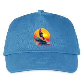 Oldschool Windsurfen - Kinder Basecap - Pfauenblau - Vorne