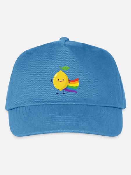 Zitrone mit Regenbogencape - Kinder Basecap - Pfauenblau