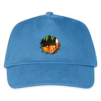 Schlafender Fuchs im Grünkreis - Kinder Basecap - Pfauenblau - Vorne