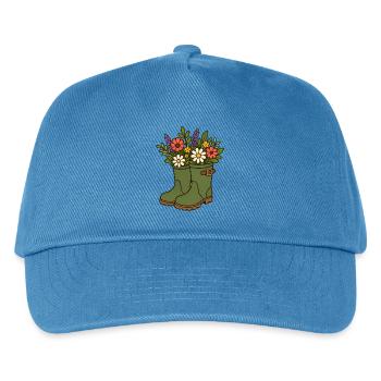 Flowers in rubber boots - Kids’ Baseball Cap - peacock-blue - Front
