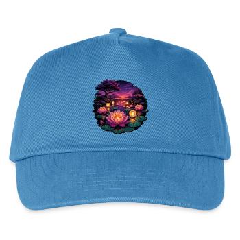 Lotus-Lichter am Abend - Kinder Basecap - Pfauenblau - Vorne