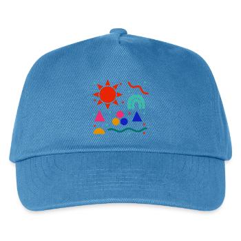 Lebendige Geometrie Sonnenfarben Muster - Kinder Basecap - Pfauenblau - Vorne
