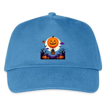 Kürbisballon-Katzen-Halloween-Szene - Kinder Basecap - Pfauenblau - Vorne