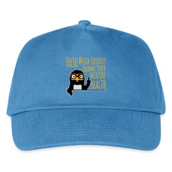 Social Media Seriously Harms Mental Health Pinguin - Kinder Basecap - Pfauenblau - Vorne