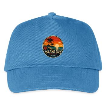 Island Life Retro-Abzeichen Vintage-Küstengrafik - Kinder Basecap - Pfauenblau - Vorne