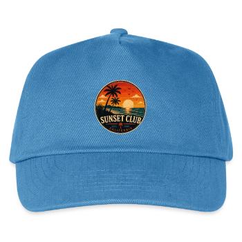 Sunset Club Retro-Abzeichen Vintage-Küstengrafik - Kinder Basecap - Pfauenblau - Vorne