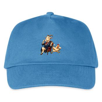 Goat as a gentleman at tea with hectic chicken - Kids’ Baseball Cap - peacock-blue - Front