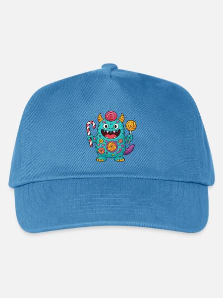 Niedliches Suessigkeiten Monster - Kinder Basecap - Pfauenblau