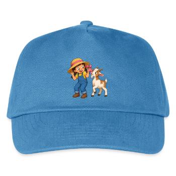 Girl with goat and bow farm motif - Kids’ Baseball Cap - peacock-blue - Front