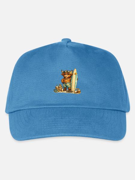 Highland Cow Surfer - Kinder Basecap - Pfauenblau