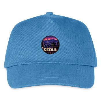 Seoul City of Soul Korea Vintage Travel Badge - Kids’ Baseball Cap - peacock-blue - Front