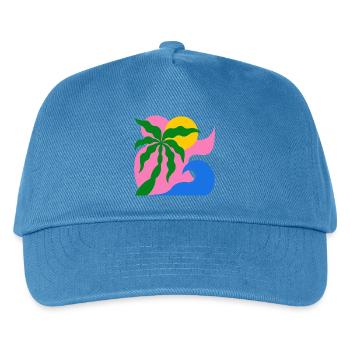 Abstract Palm Tree & Sun: Summer Design - Kids’ Baseball Cap - peacock-blue - Front