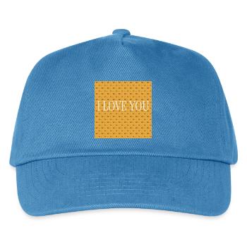 I Love You Orange Heart Pattern - Kids’ Baseball Cap - peacock-blue - Front