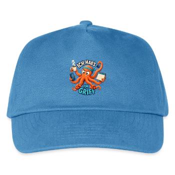 Ich hab's im Griff – Oktopus Multitasking - Kinder Basecap - Pfauenblau - Vorne