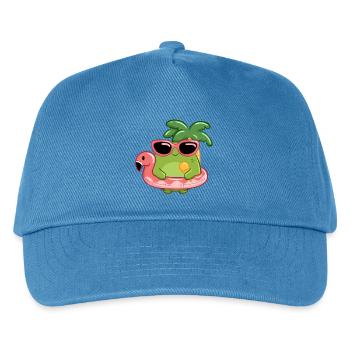 Sommerlicher Frosch mit Sonnenbrille und Flamingo  - Kinder Basecap - Pfauenblau - Vorne