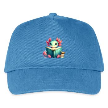 Comic Axolotl Reading a Book – Nerdy Reader Art - Kids’ Baseball Cap - peacock-blue - Front