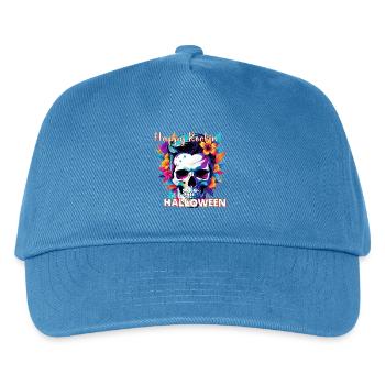 Happy Rockin Halloween – Rockabilly Skull - Kinder Basecap - Pfauenblau - Vorne