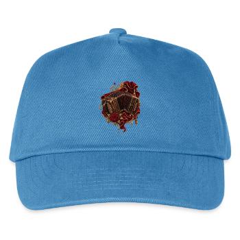 Vintage Bandoneon mit roter Rose - Kinder Basecap - Pfauenblau - Vorne