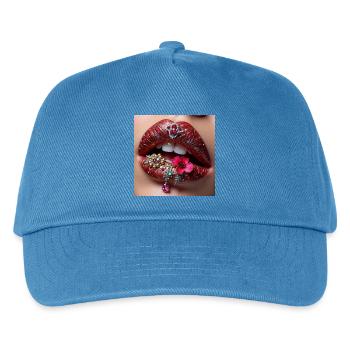 Vergoldeter Lippenschmuck blüht - Kinder Basecap - Pfauenblau - Vorne