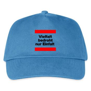 VIELFALT BEDROHT NUR EINFALT, FÜR EINE BUNTE WELT - Kinder Basecap - Pfauenblau - Vorne