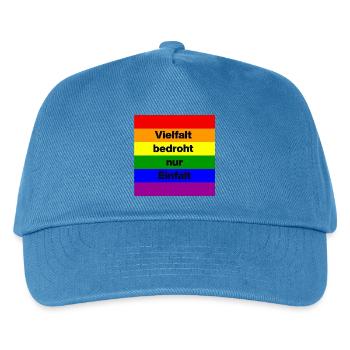 VIELFALT BEDROHT NUR EINFALT, FÜR EINE BUNTE WELT - Kinder Basecap - Pfauenblau - Vorne