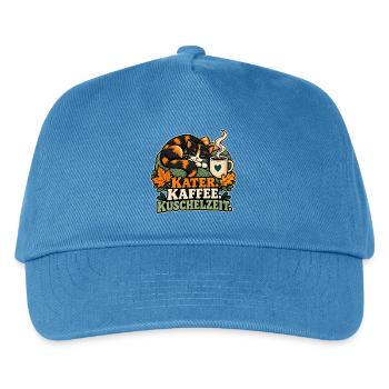 Kater Kaffee Kuschelzeit - Kinder Basecap - Pfauenblau - Vorne