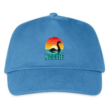 Nessie Loch Ness Sonnenuntergangsillustration - Kinder Basecap - Pfauenblau - Vorne