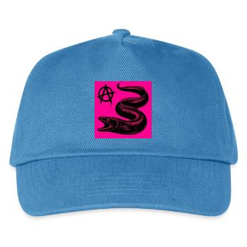 Anarchischer schwarzer Aal auf Neonpink - Kinder Basecap - Pfauenblau - Vorne