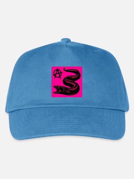 Anarchischer schwarzer Aal auf Neonpink - Kinder Basecap - Pfauenblau