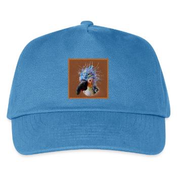 Krallo Kreisch™ Kultvogel Pop-Out Lederoptik braun - Kinder Basecap - Pfauenblau - Vorne