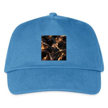 Schwarzer Marmor und flüssiges Gold - Kinder Basecap - Pfauenblau - Vorne