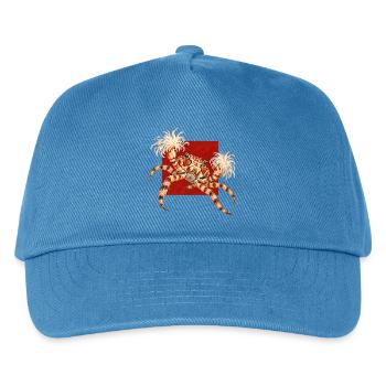 Lybia Tessellata – Die Boxerkrabbe, Blumen als Wieap - Kinder Basecap - Pfauenblau - Vorne