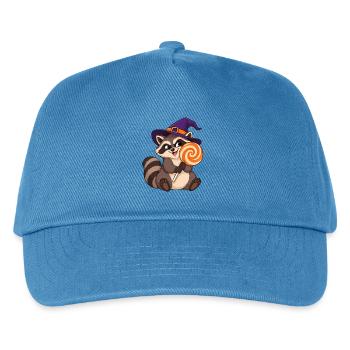 Halloween-Waschbär mit riesigem Lutscher - Kinder Basecap - Pfauenblau - Vorne
