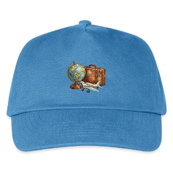 Vintage Reiseglobe Koffer - Kinder Basecap - Pfauenblau - Vorne